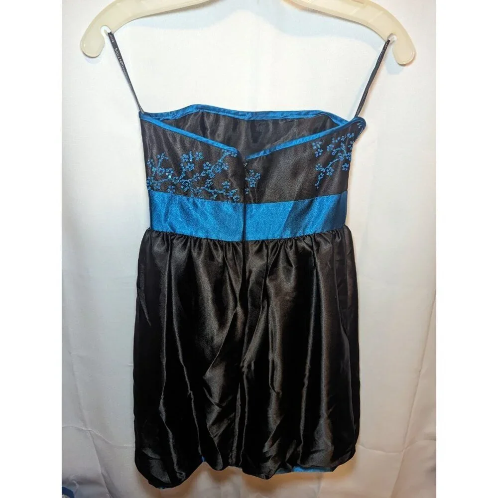 jessica mcclintock for gunne sax dress Blue/Black Strapless Size 3 - Picture 10 of 16